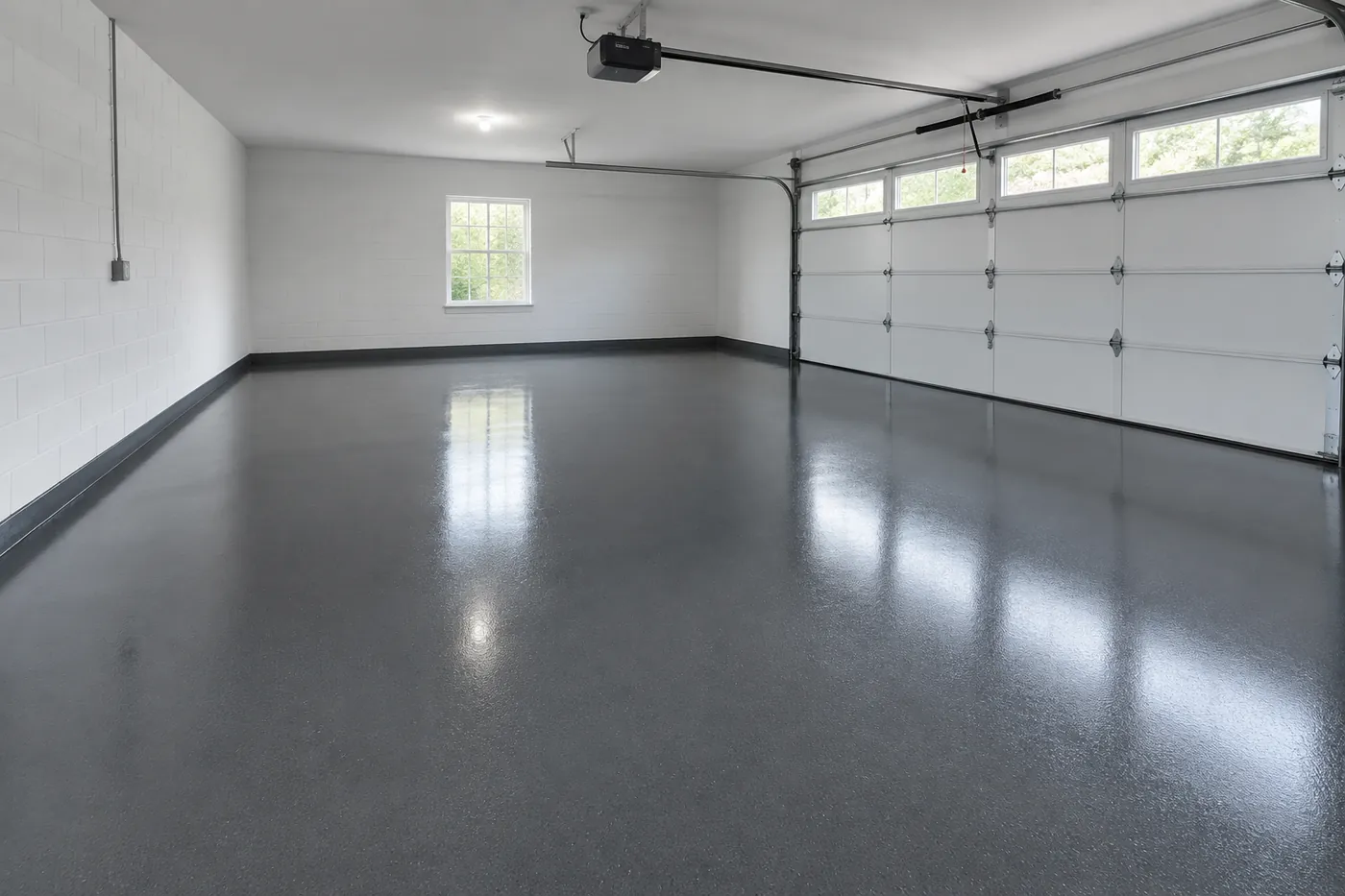 Solid charcoal polyaspartic garage floor coating